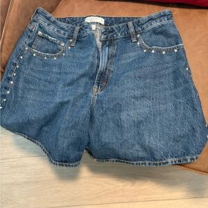 Abercrombie & Fitch Blue Jean Shorts with Pearl Details never worn